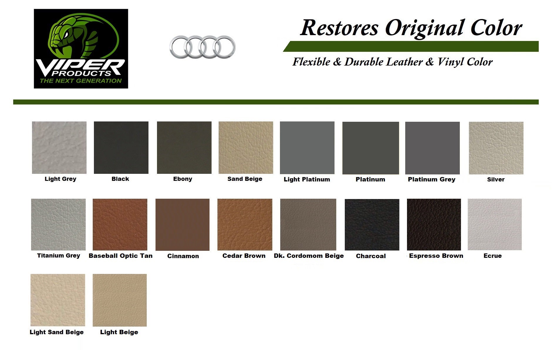 Leather & Vinyl Colourant for Audi | Viper Polycryl | 200 ml