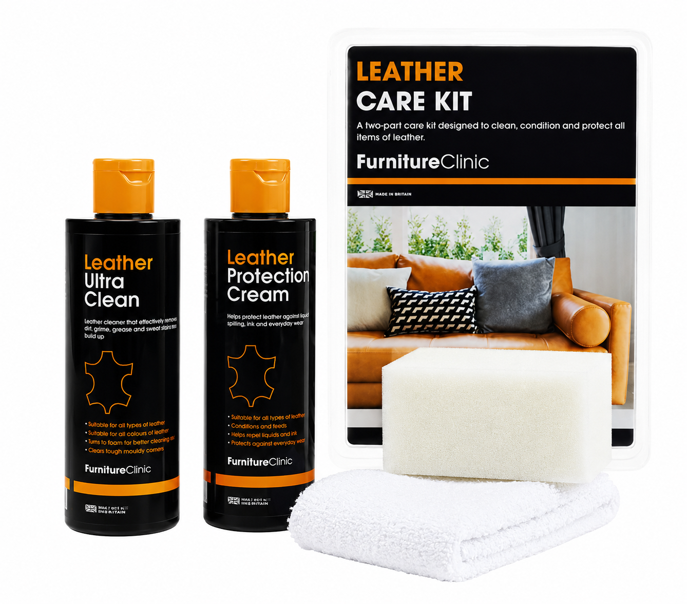 Lädervårdskit | Furniture Clinic Leather Care Kit | 2 x 250ml