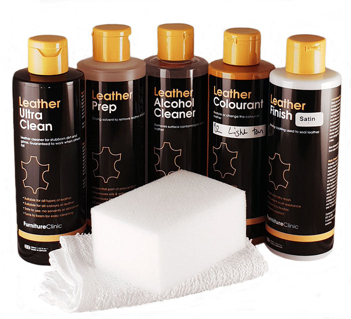 Läderfärg | Stort Kit för Infärgning av Läder | Furniture Clinic | 5 x 250 ml